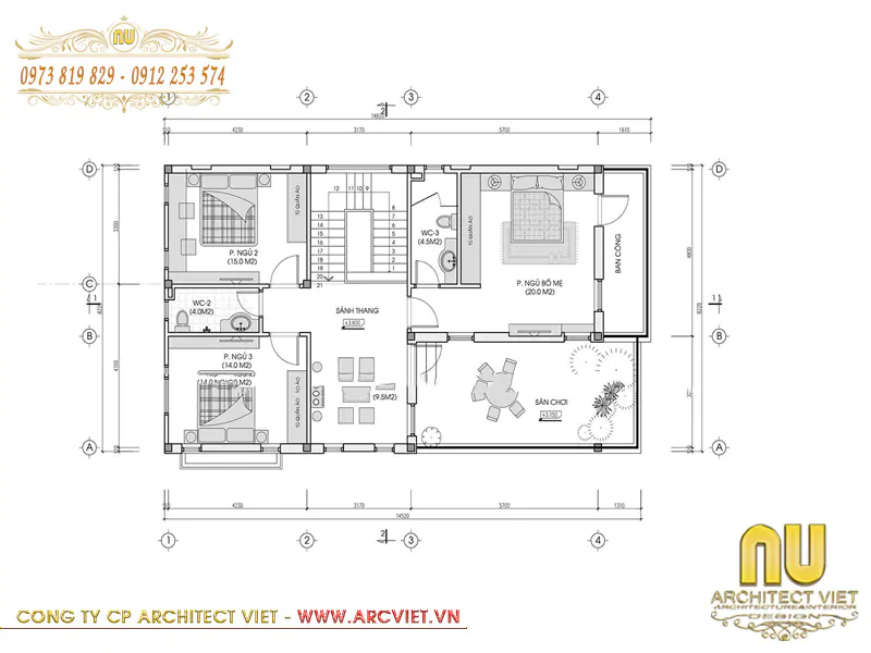 mẫu nhà 2 tầng mặt tiền 6m