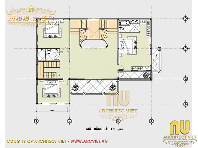 mẫu nhà vuông 2 tầng 70m2