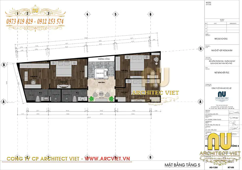 Bản vẽ thiết kế mặt bằng tầng 5