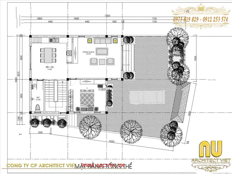 nhà vuông 2 tầng 80m2