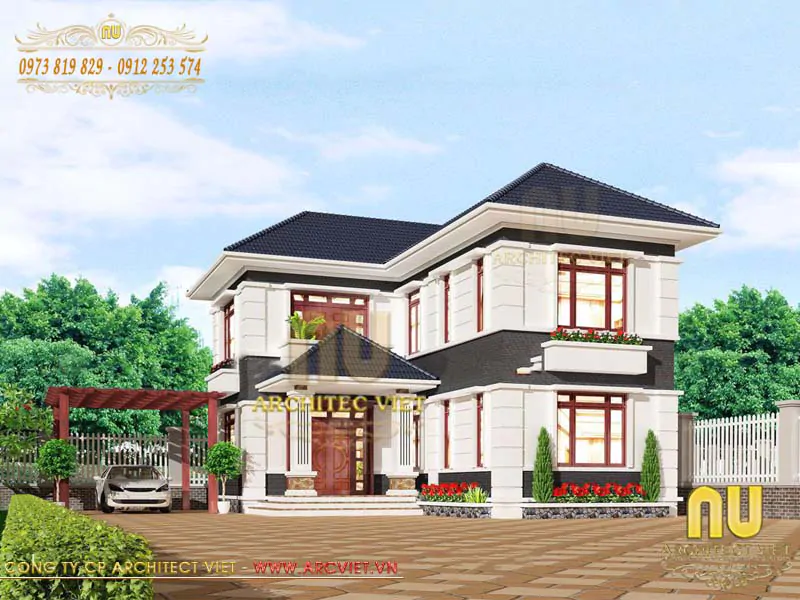 mẫu nhà 2 tầng 90m2 đẹp