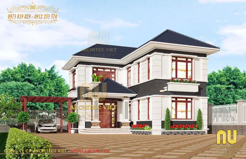 mẫu nhà 2 tầng 90m2 đẹp