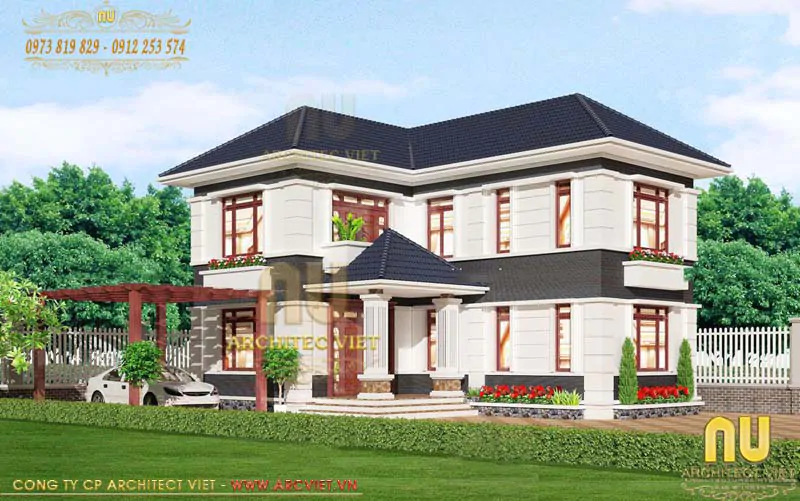 mẫu nhà 2 tầng 90m2 đẹp