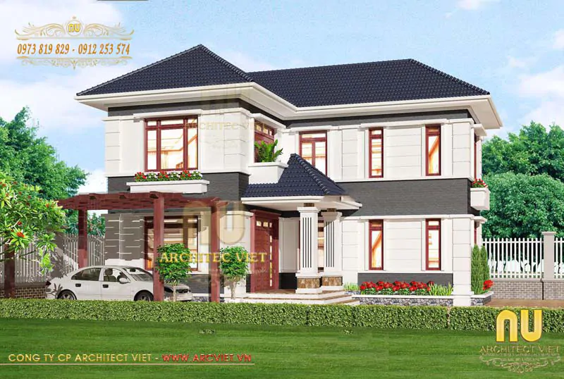 mẫu nhà 2 tầng 90m2 đẹp