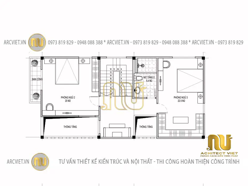 mẫu nhà phố 3 tầng 6x11m