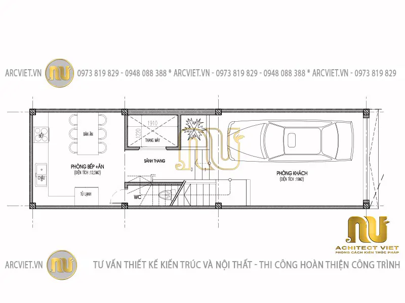 nhà phố diện tích 4x14m