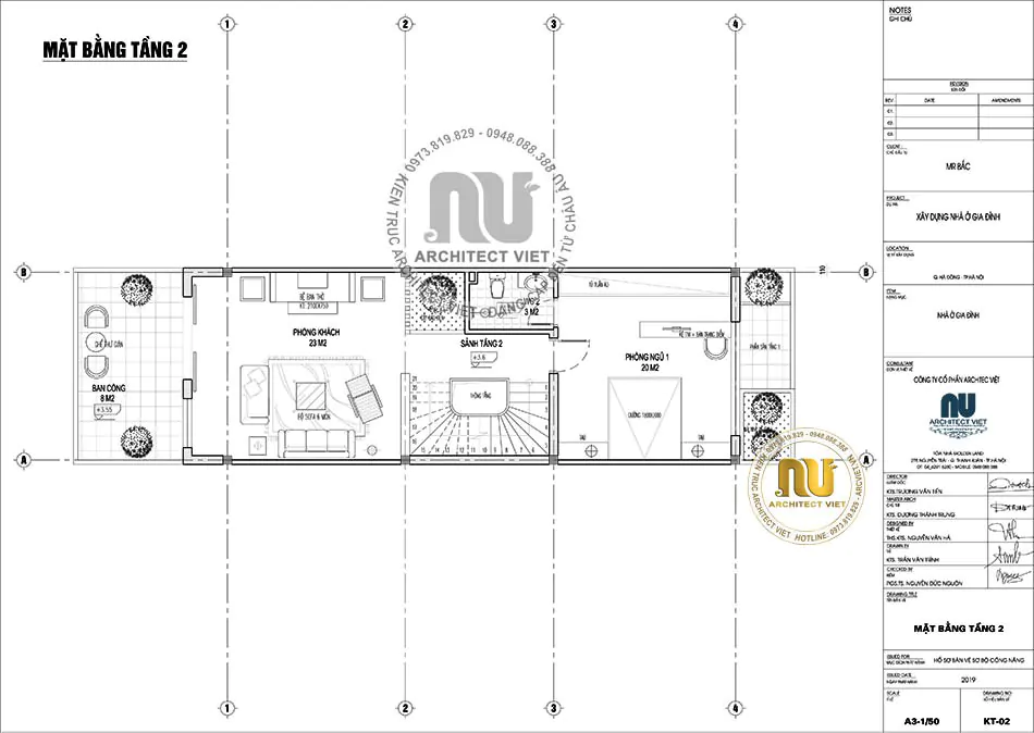 Thiết kế nhà ngang 5m dài 20m