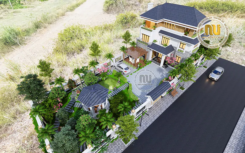 Thi công biệt thự 3 tầng mái Nhật 100m2