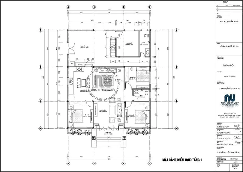 nhà 1 tầng 3 phòng ngủ