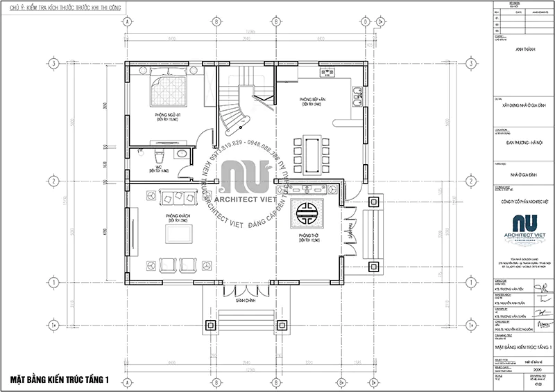 bản vẽ biệt thự 2 tầng mái thái