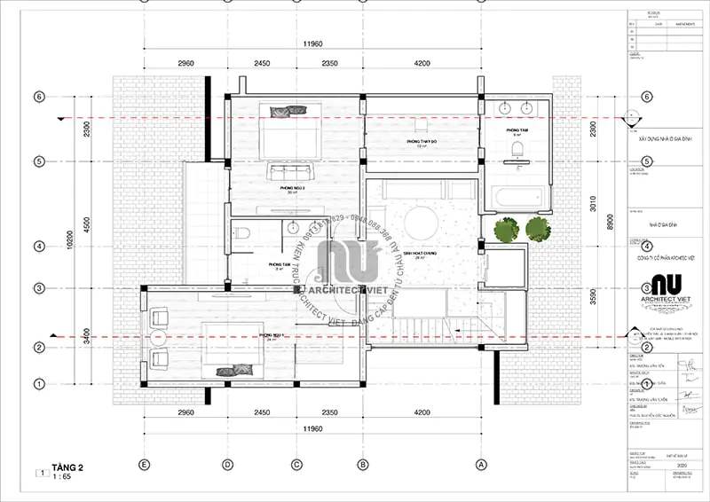 Mặt bằng nội thất tầng 2 