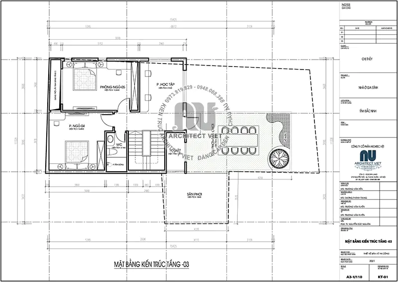 Mặt bằng công năng tầng 3 