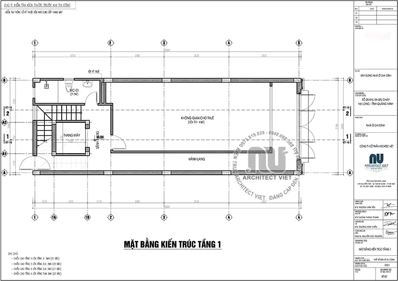 Mặt bằng không gian kinh doanh trong ngôi nhà ống