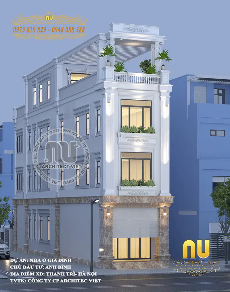 Mẫu nhà phố 4 tầng đẹp 