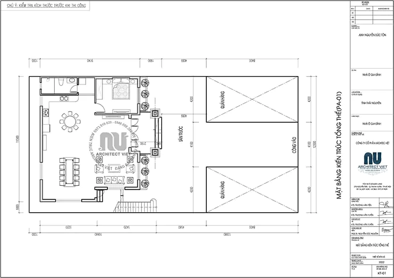 Mặt bằng kiến trúc tổng thể khu đất và vị trí xây dựng nhà thờ họ kết hợp nhà ở 2 tầng 