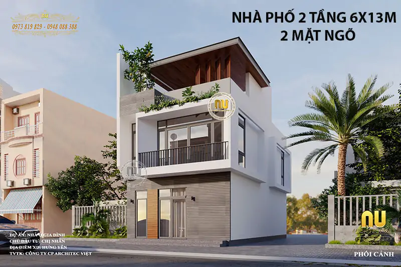 Nhà phố 2 tầng 6x13m 2 mặt ngõ kiến trúc hiện đại, nhà chị Nhàn Hưng Yên