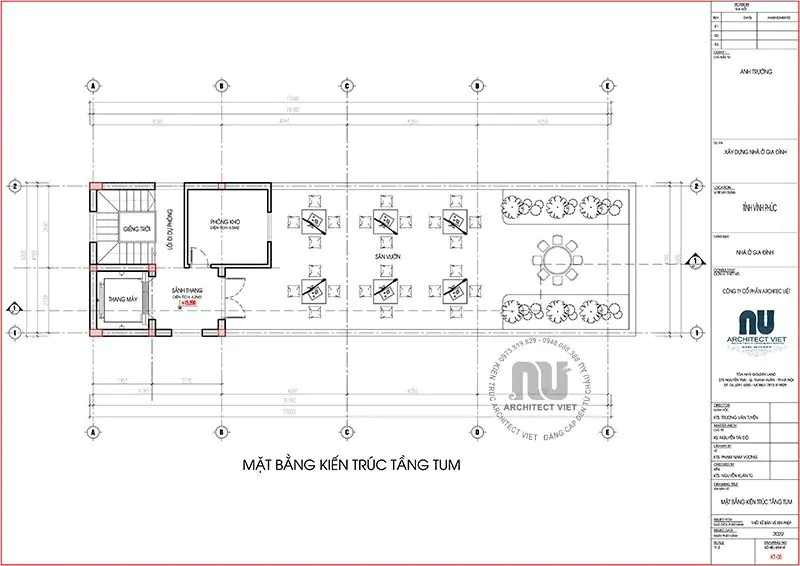 Mặt bằng sân vườn cà phê trên tầng tum