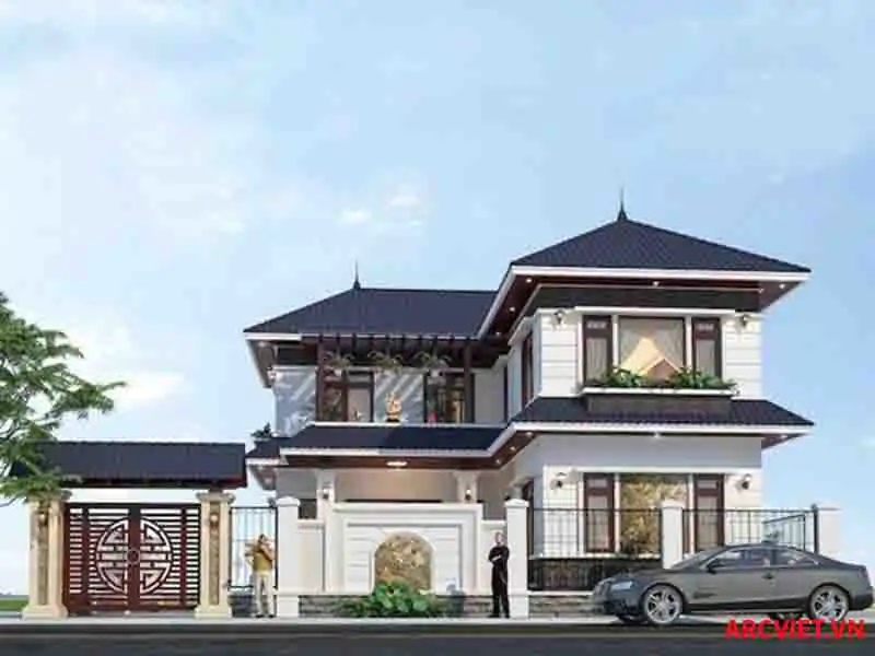 Mẫu nhà 10x5m 2 tầng mái nhật