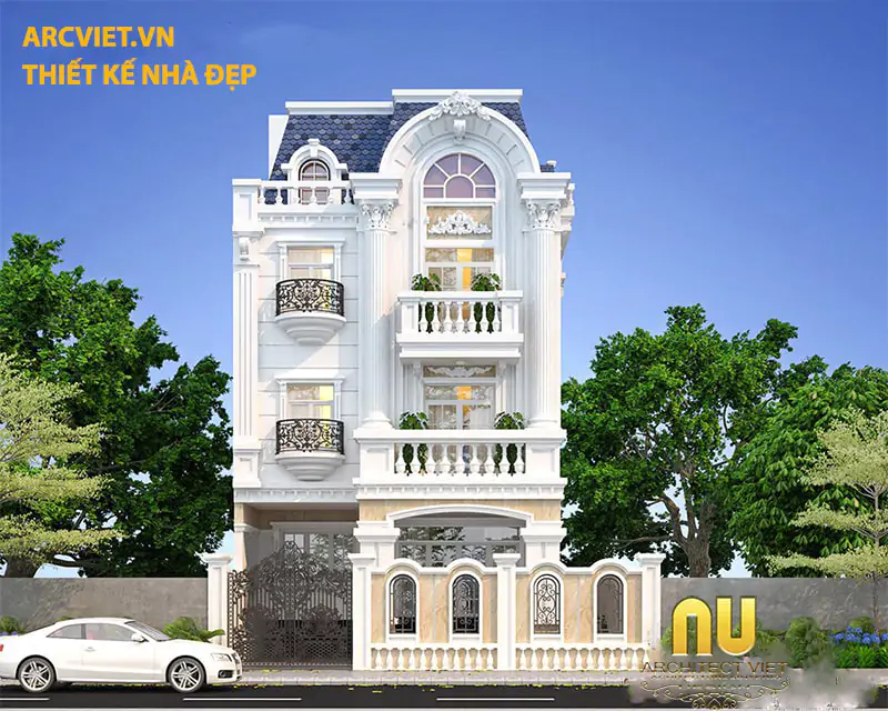 Biệt thự tân cổ điển ngang 7m có mái mansard