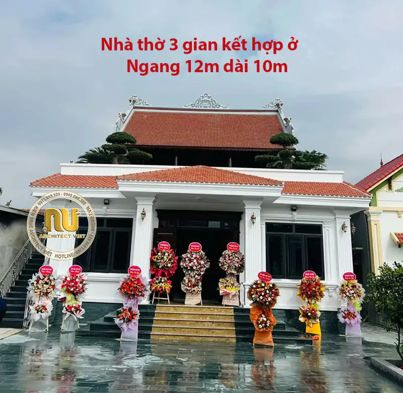 Nhà thờ 3 gian kết hợp ở ngang 12m sâu 10m nhà anh Mừng ở Thái Thụy - Thái Bình