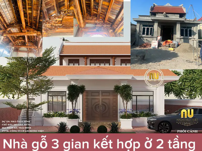 Ngôi nhà thờ họ 3 gian trên tầng 2 của gia đình anh Mừng được làm bằng gỗ 