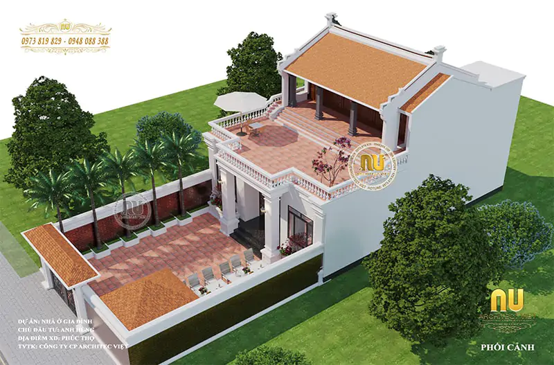 Gia đình anh Hùng rất hài lòng về phương án thiết kế nhà ở kết hợp nhà thờ 3 gian mà Architec Việt đã thực hiện