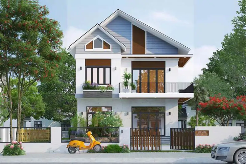 mẫu nhà ngang 10m 2 tầng