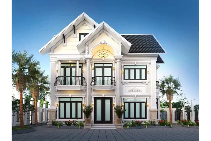 mẫu nhà ngang 10m 2 tầng