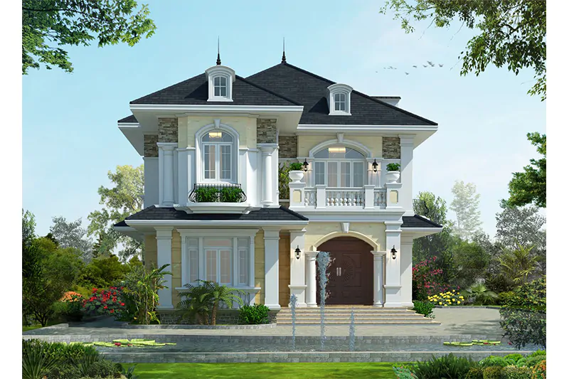 mẫu nhà ngang 10m 2 tầng