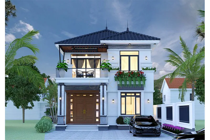 mẫu nhà ngang 10m 2 tầng