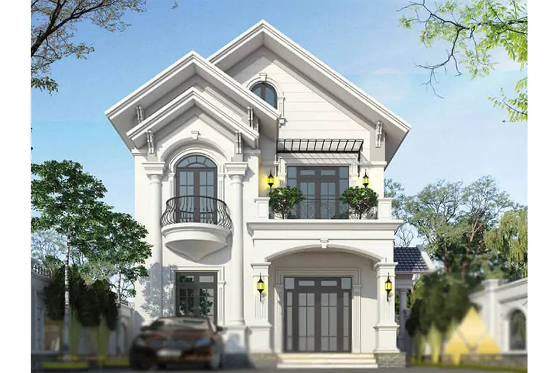 mẫu nhà ngang 10m 2 tầng