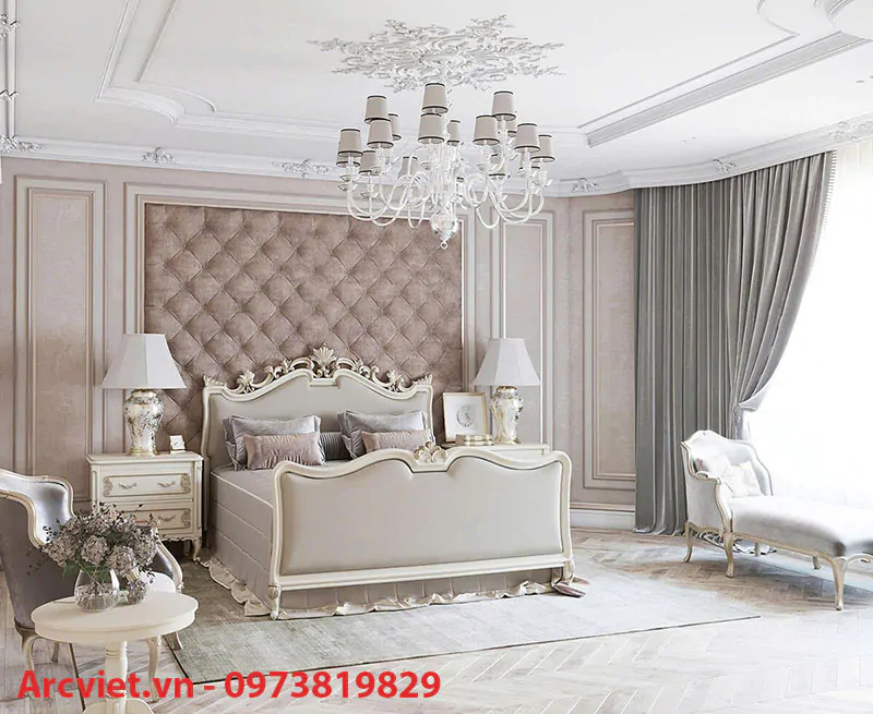 Hình ảnh nội thất phòng ngủ master của vợ chồng anh Phú