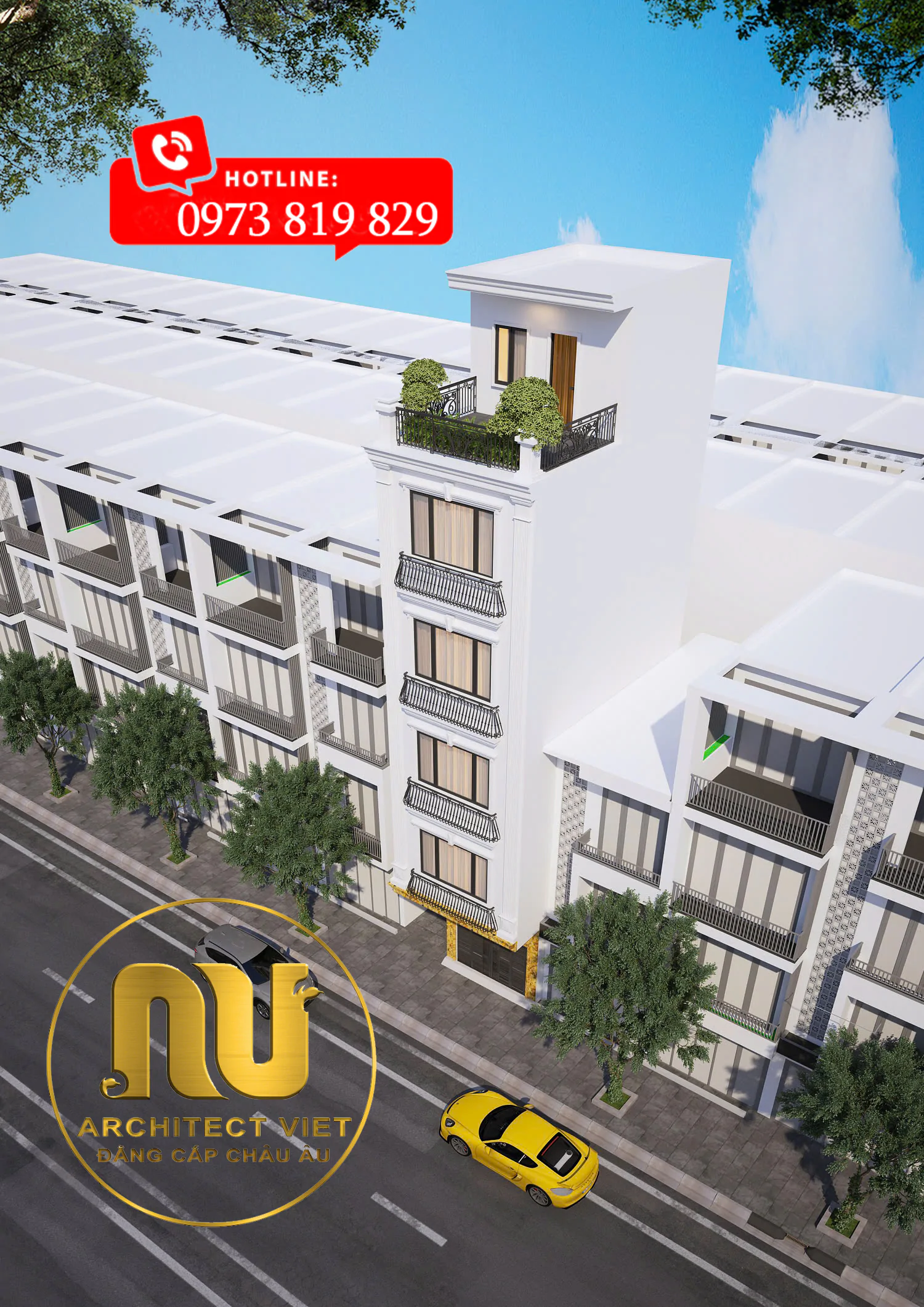 Mẫu Nhà Tân Cổ Điển Mặt Tiền 5m