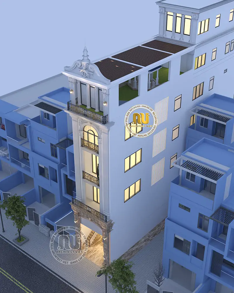 Hình ảnh ngôi nhà của gia chủ với phương án thiết kế 5 tầng 1 tum