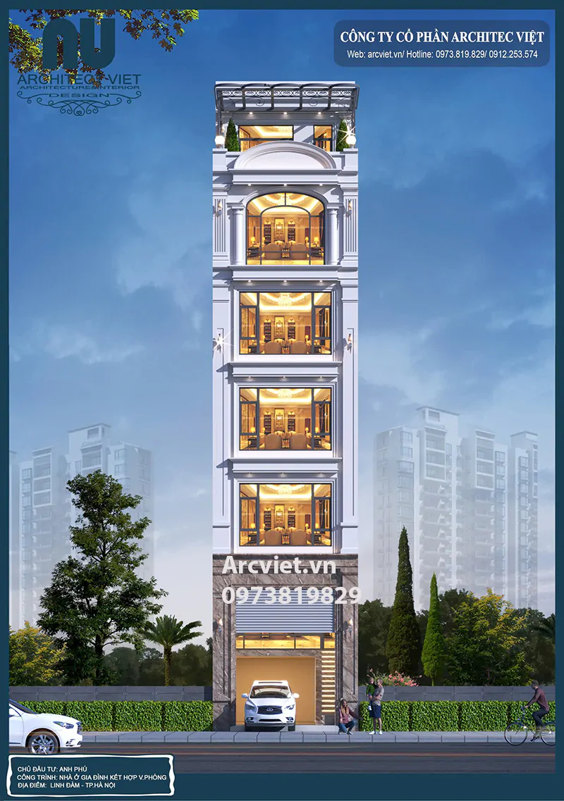Nhà phố 5 tầng 5x12m kinh doanh văn phòng