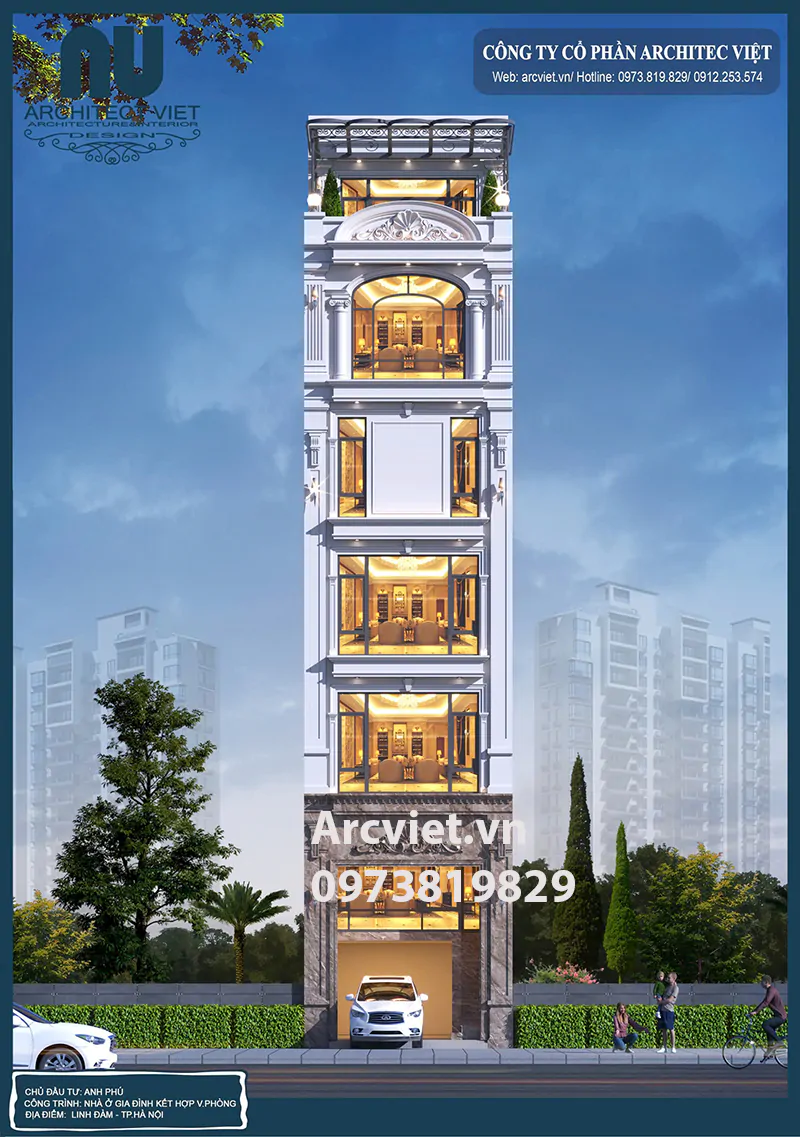 Nhà phố 5 tầng đề cao yếu tố thẩm mỹ và công năng sử dụng